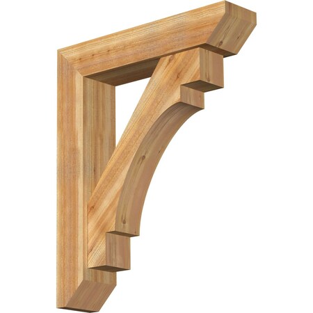 Ekena Millwork Merced Slat Rough Sawn Bracket w/ Offset Brace, Western Red Cedar, 8"W x 36"D x 44"H BKT0806X36X44MRC06RWR